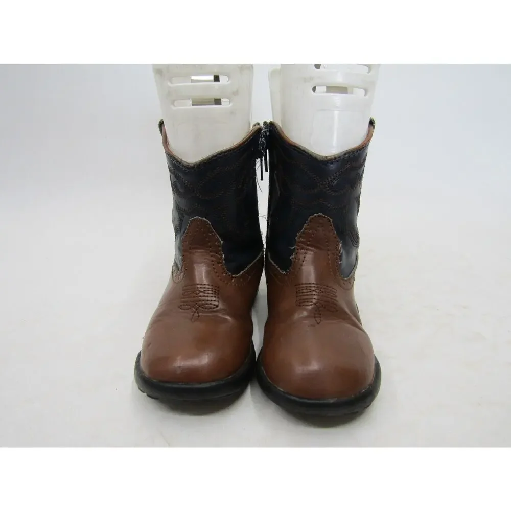 Roper Brand Toddler Size 7 M Brown Black Zip Cowboy Western Boots